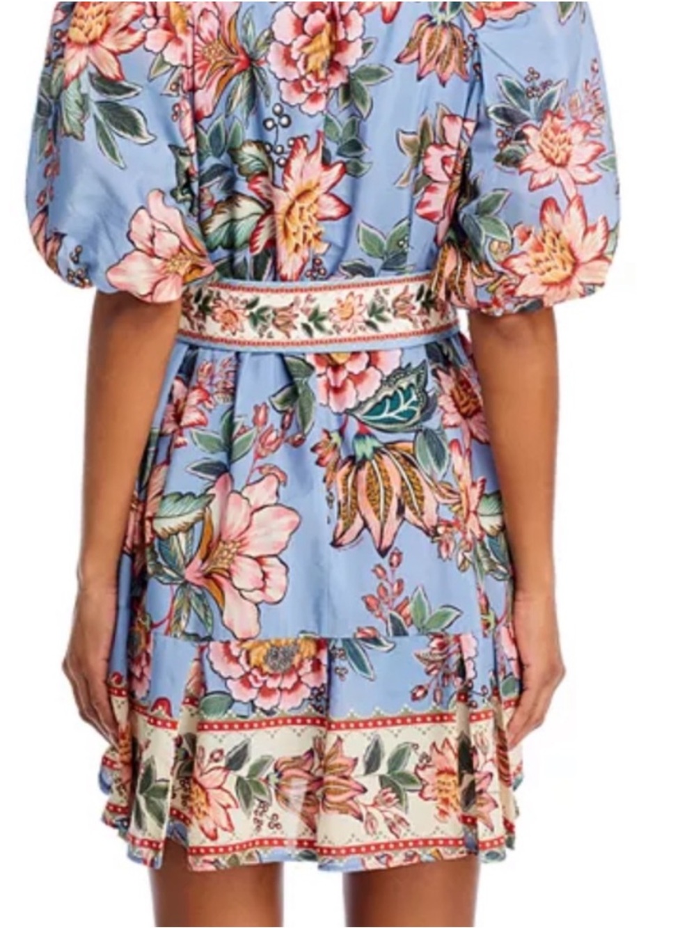 NWT FARM Rio Blue Floral Puff-Sleeve Mini Dress - XS - Picture 4 of 12